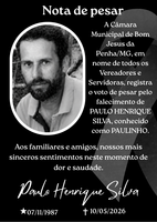 Nota de pesar pelo falecimento do munícipe Paulo Henrique Silva.