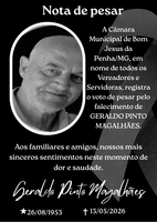 Nota de pesar pelo falecimento do munícipe Geraldo Pinto Magalhães